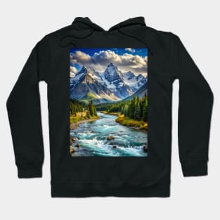 Scenery Mountain River Nature Photography Hoodie